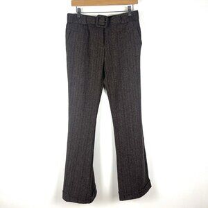 Vintage Y2K XOXO Pants Womens 3/4 Brown Pin‎ Striped Low Rise Wide Leg Belted